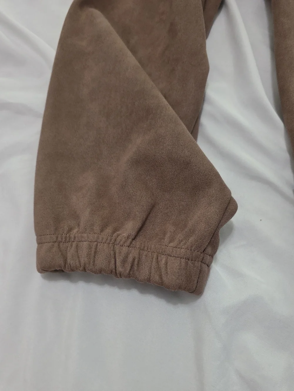 MACARON Faux Suede Brown Hooded Pull Over Size M